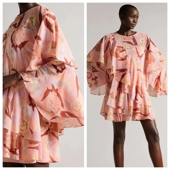 NWT TED BAKER LONDON Pegaia Sleeve Detail Mini Dress on Coral, size US 6 - Picture 6 of 15